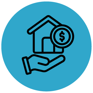 icon of a hand under a house with a dollar sign