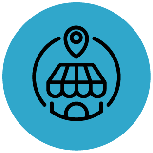 icon of a local shop and a location marker