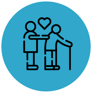 icon of two seniors embracing